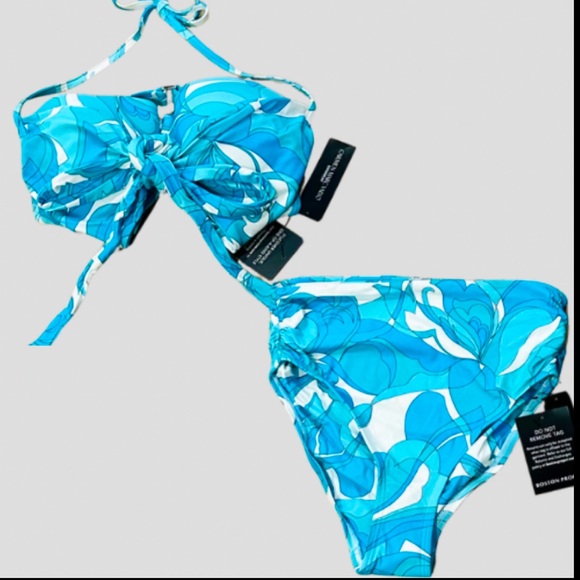 NWT Boston Proper Swim Sense Teal Waters Underwire Wrap Bikini Top+ HW Bottoms - Picture 5 of 5